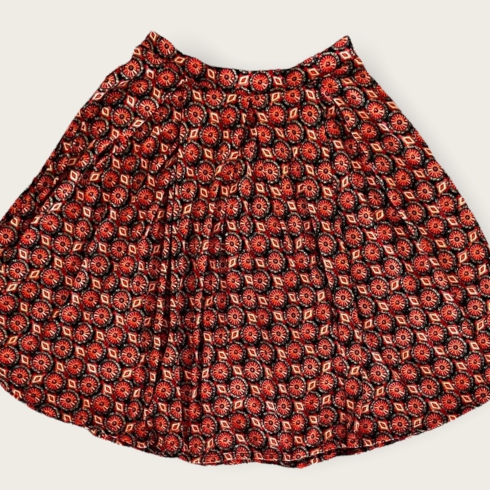 NEW LuLaRoe Women's Orange Multicolor Pocket A-Line Madison Skirt Size Medium